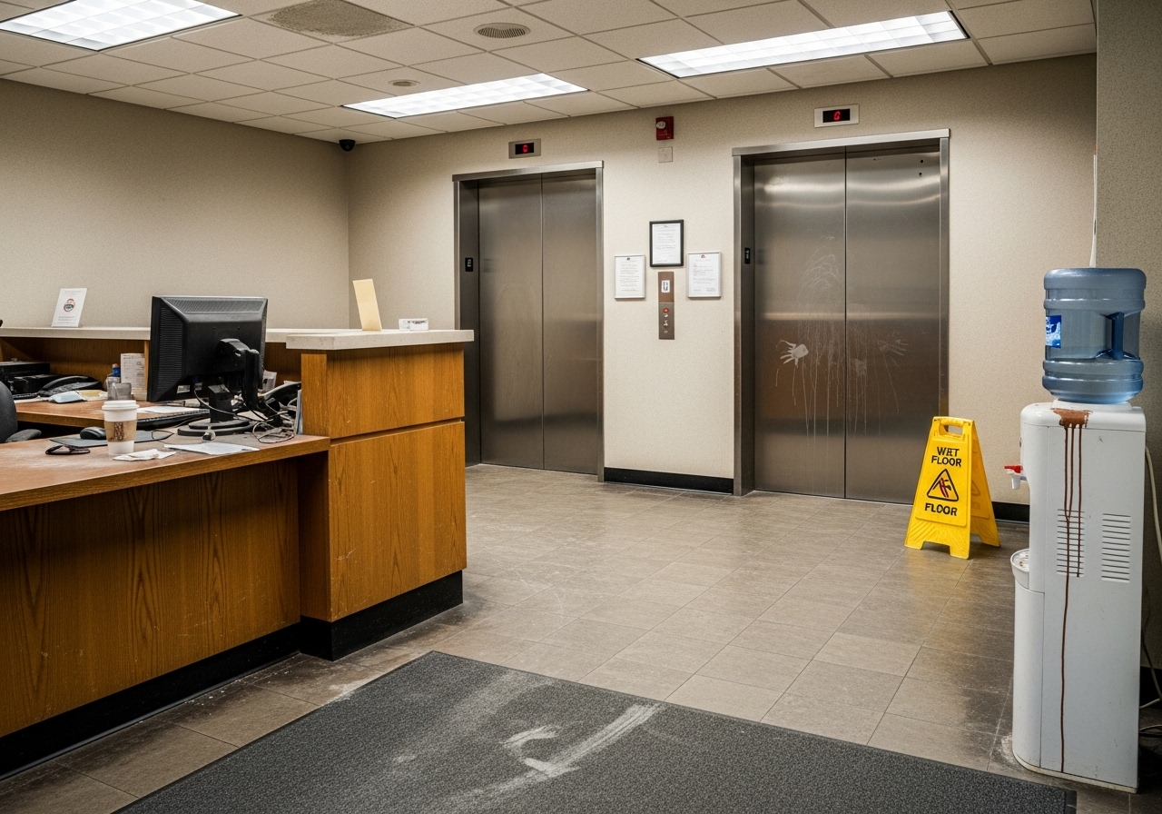 Office lobby before cleaning