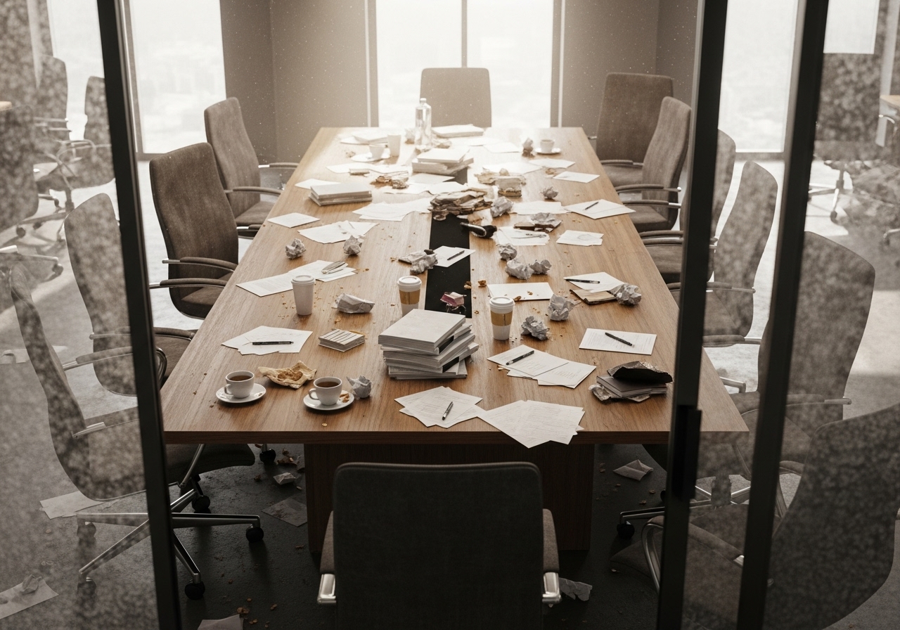 Conference room before cleaning