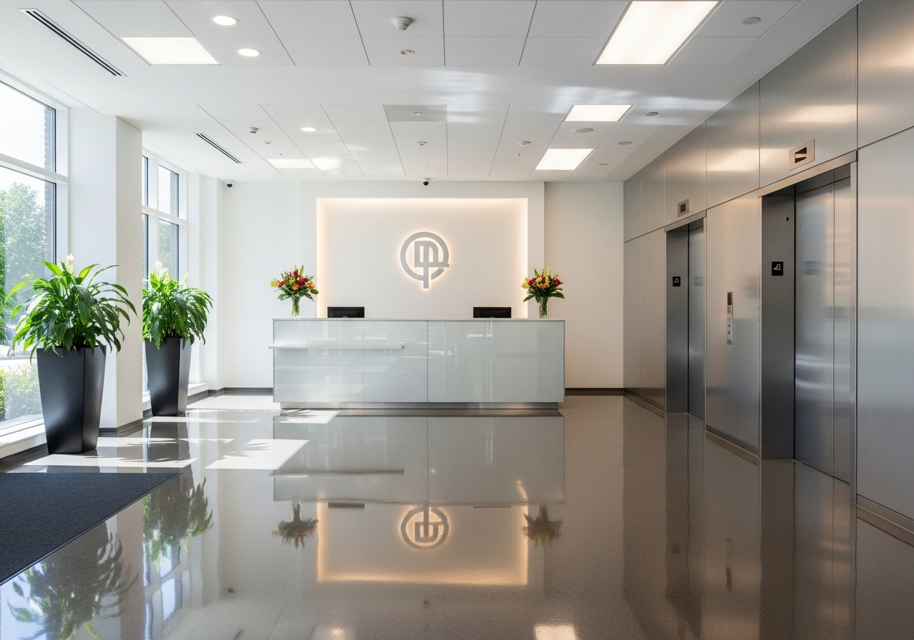 Office lobby after cleaning